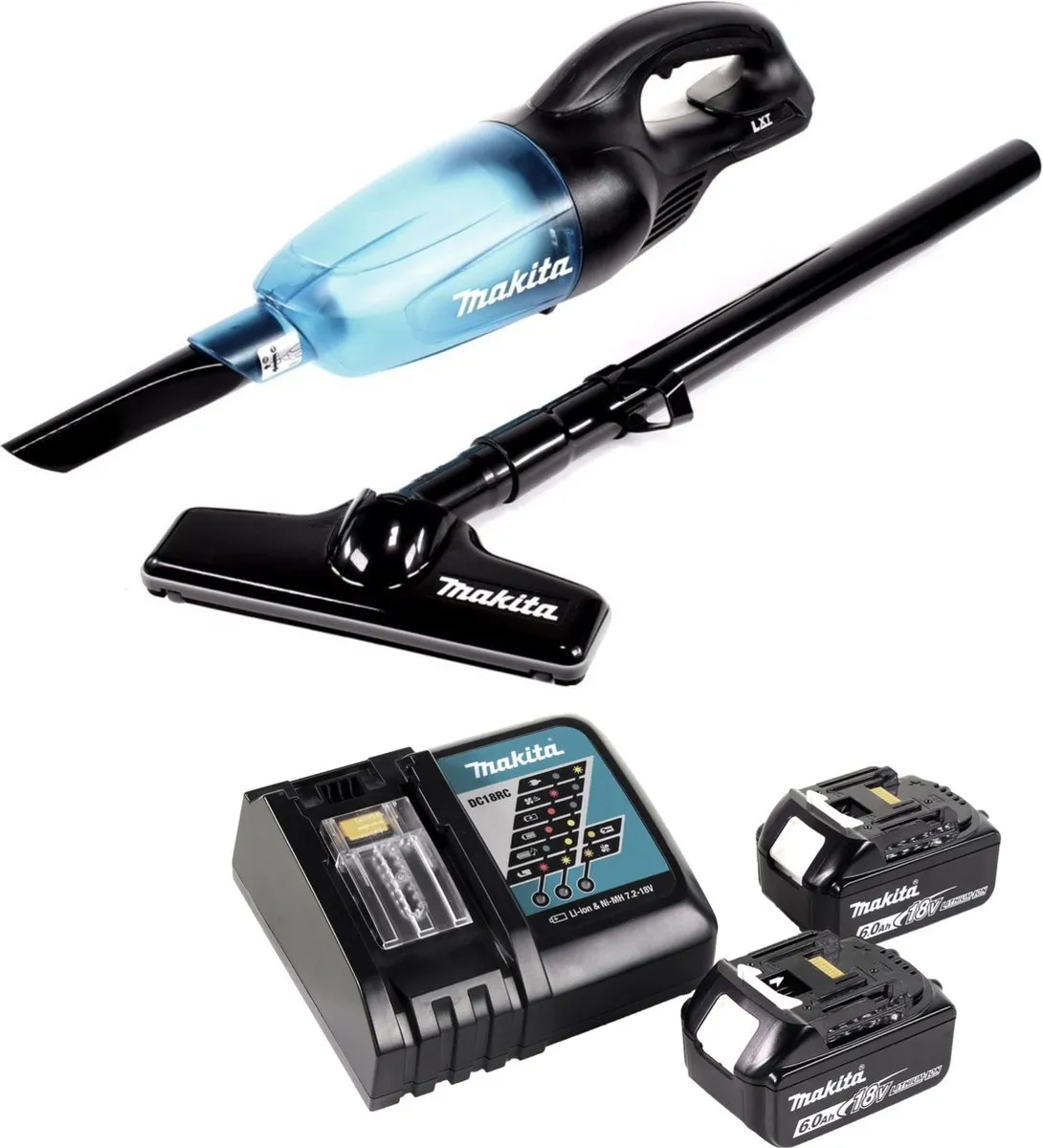 Makita DCL180RG Accu Stofzuiger - 18V - 2x 6.0Ah + Lader - Zwart - afbeelding 4 van 5