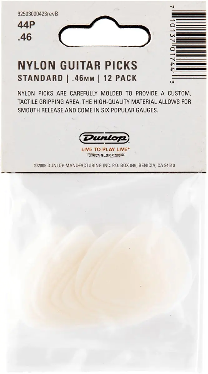Dunlop Nylon Standard .46 Plectrum - 12 Stuks Wit