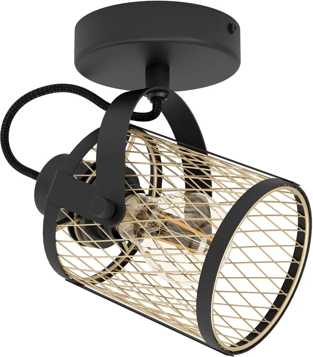 Eglo Dellow Spot E27 - 1 Lichtpunt - Zwart/Goud