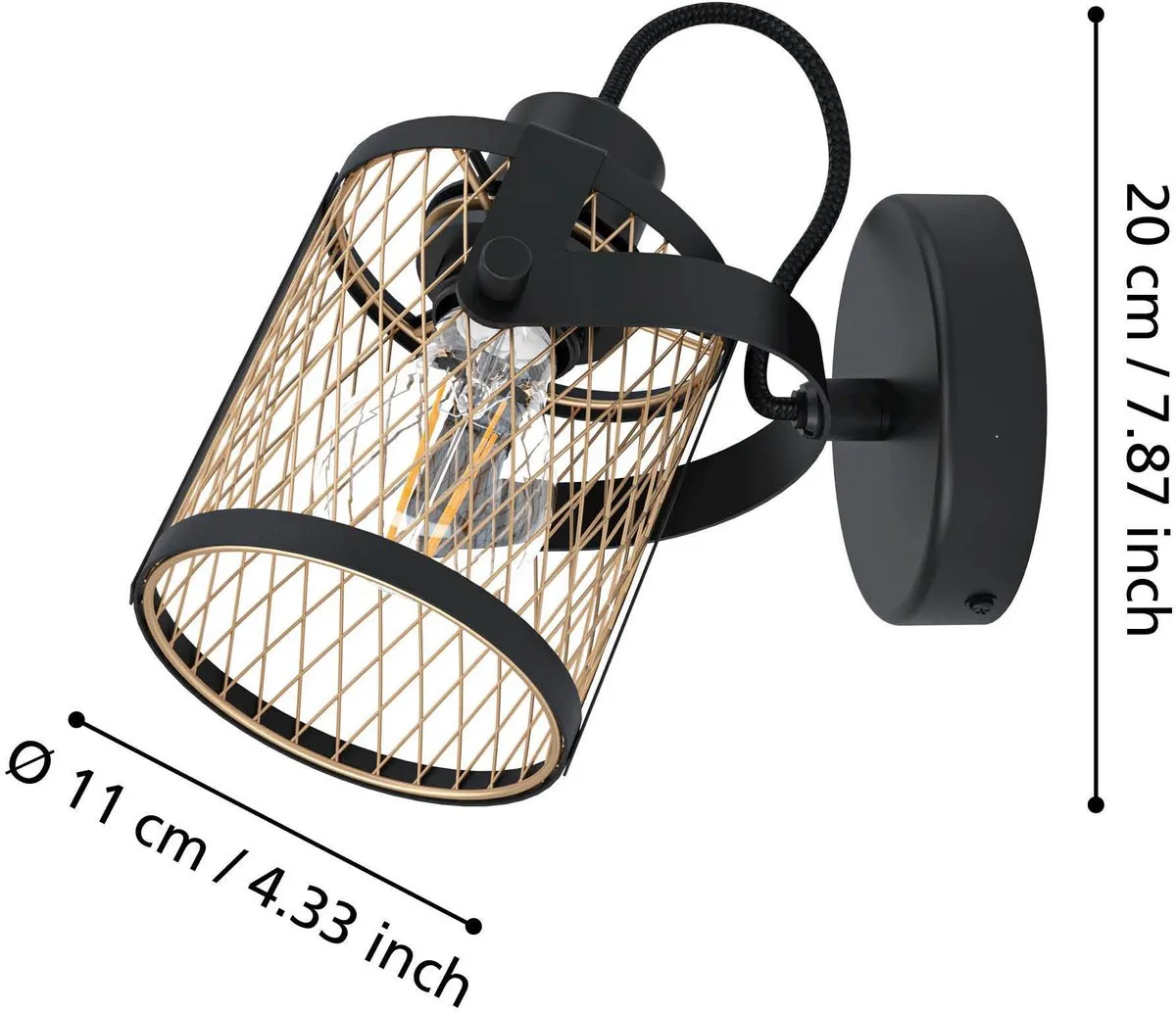 Eglo Dellow Spot E27 - 1 Lichtpunt - Zwart/Goud