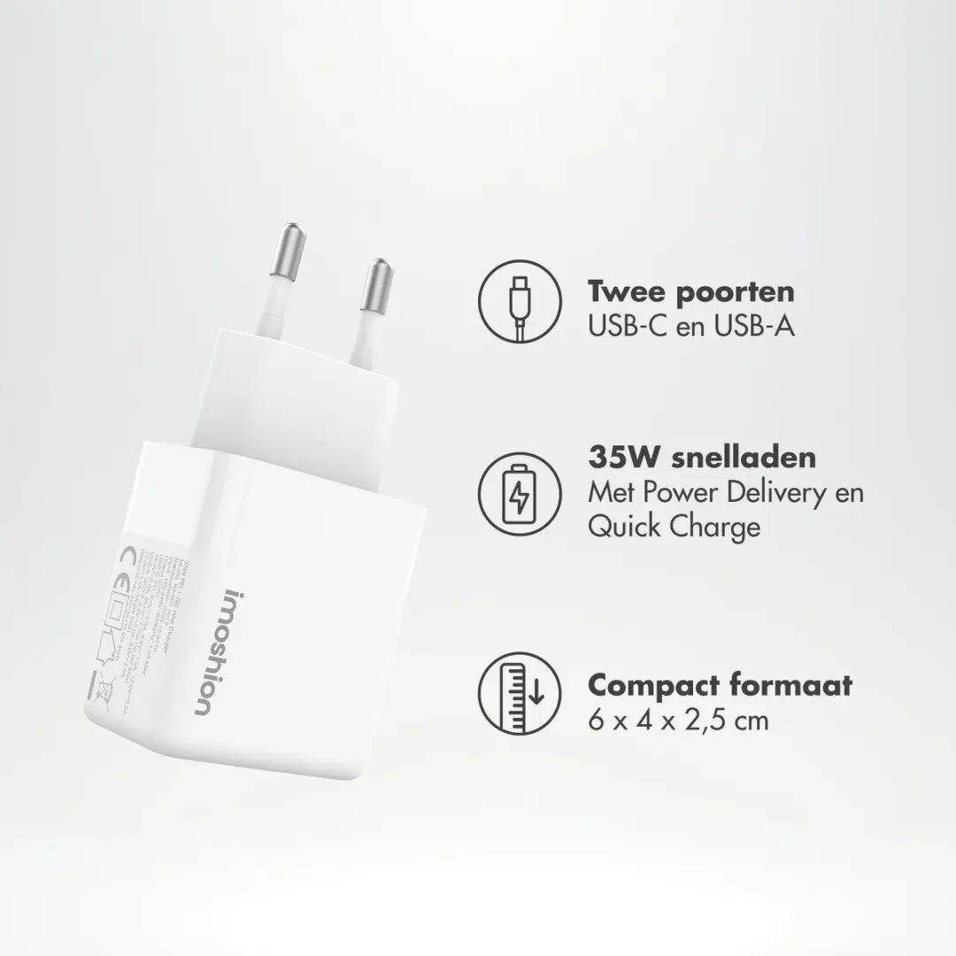 Imoshion SH00093327 USB C/USB A Adapter 35W - 3 Outputs - Wit