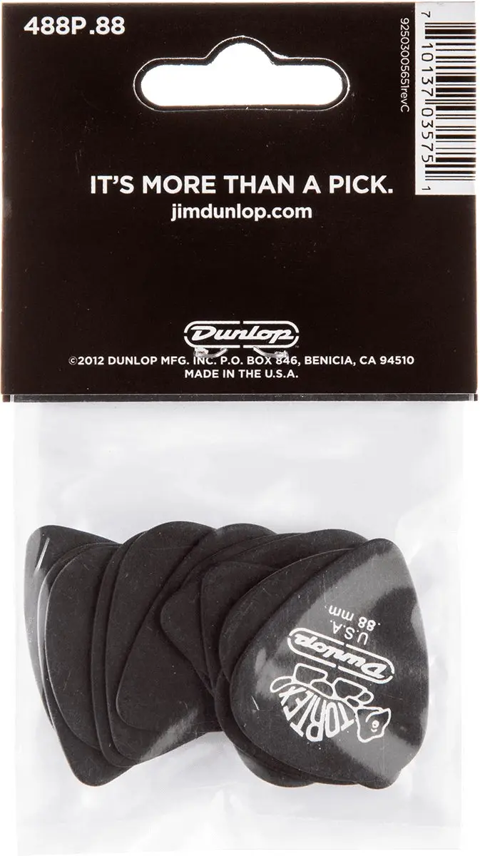Dunlop Tortex Pitch Black Plectrums 0.88mm - 12 Stuks