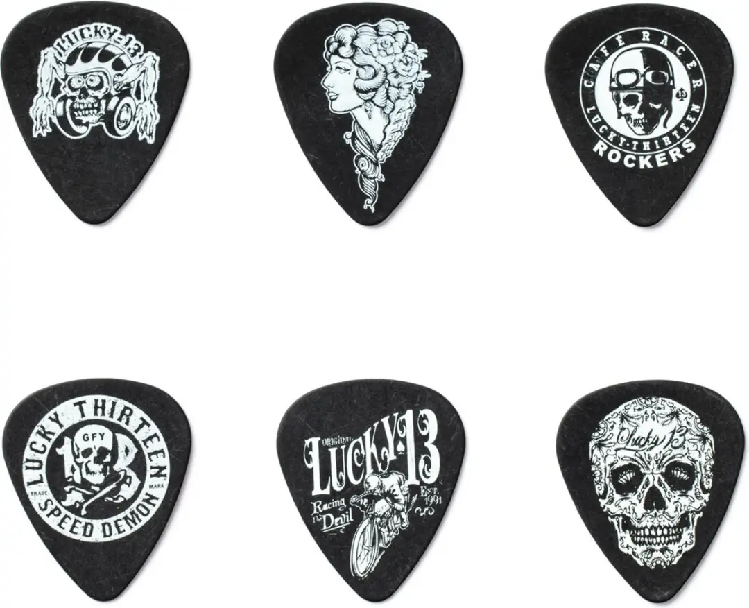 Dunlop Lucky 13 Plectrums - 6 Stuks - Zwart