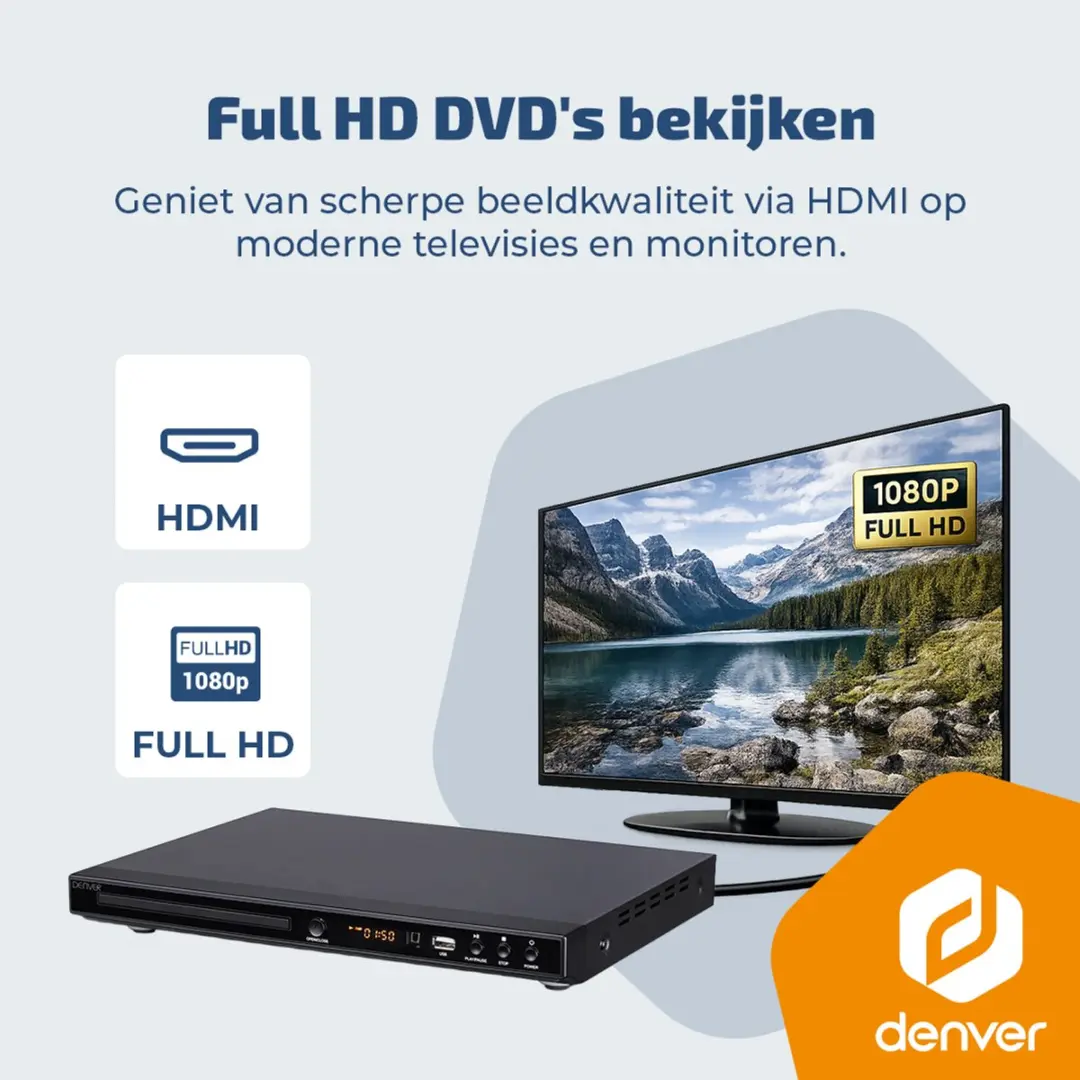 Denver DVH1245 DVD Speler - Full HD - Zwart