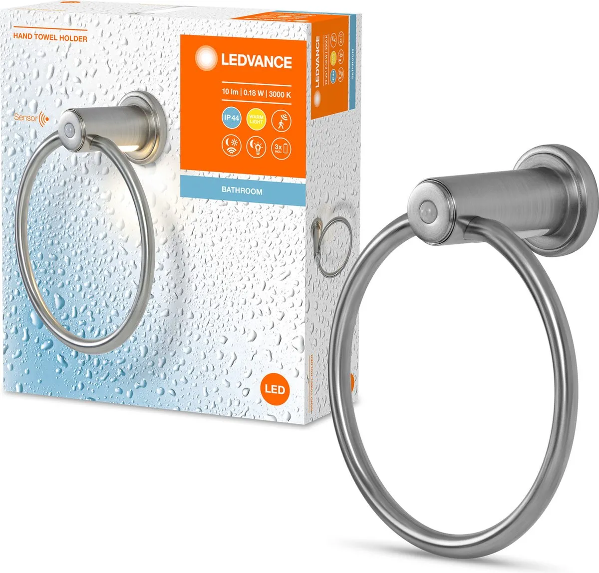 LEDVANCE Badkamer Handdoekhouder met Nachtlampje 0.18W - Warm wit