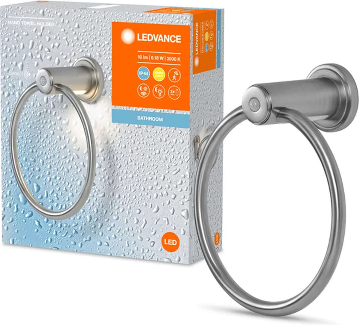 LEDVANCE Badkamer Handdoekhouder met Nachtlampje 0.18W - Warm wit