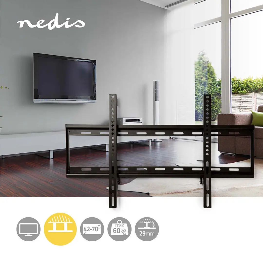 Nedis TVWM2050BK Vaste TV-Muurbeugel - 42-70" - 60kg - Zwart