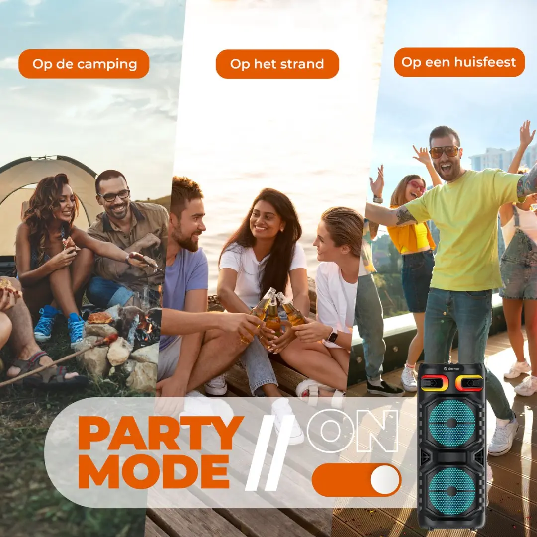 Denver BPS355 Partybox - 160W - Zwart - afbeelding 6 van 6