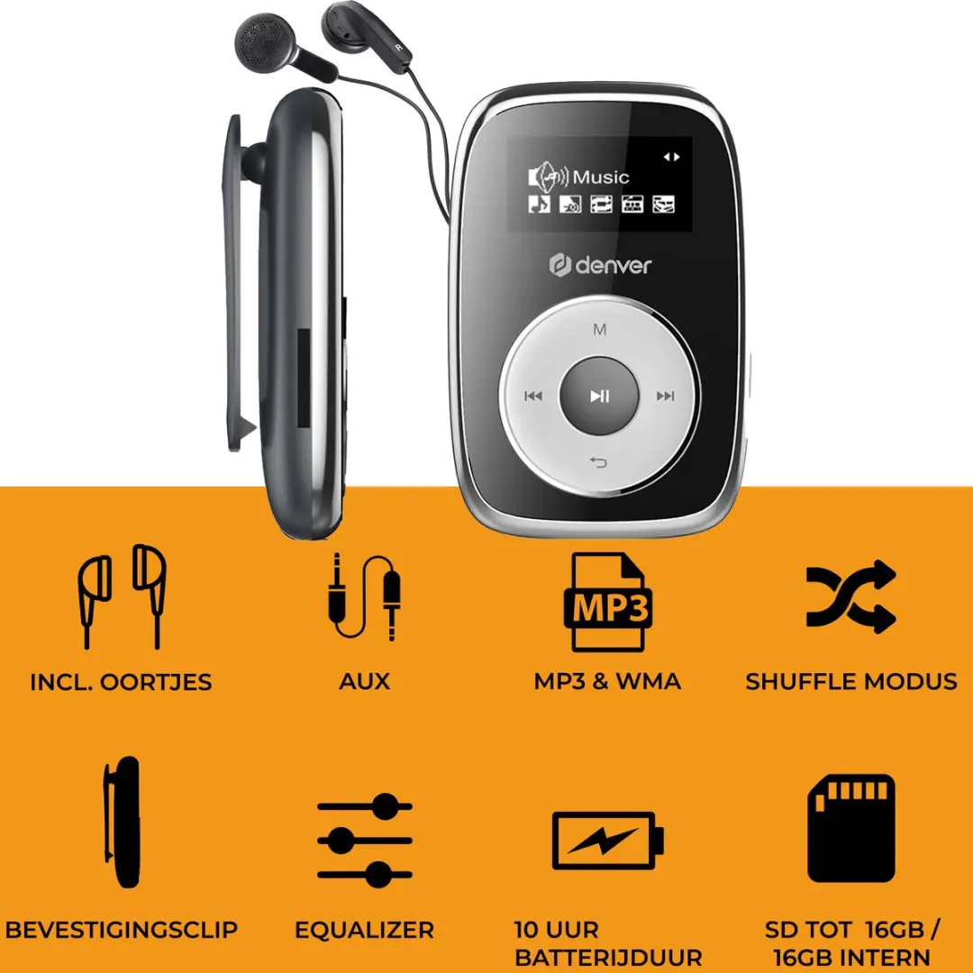 Denver MPS316 MP3 Speler - 16GB - Zwart