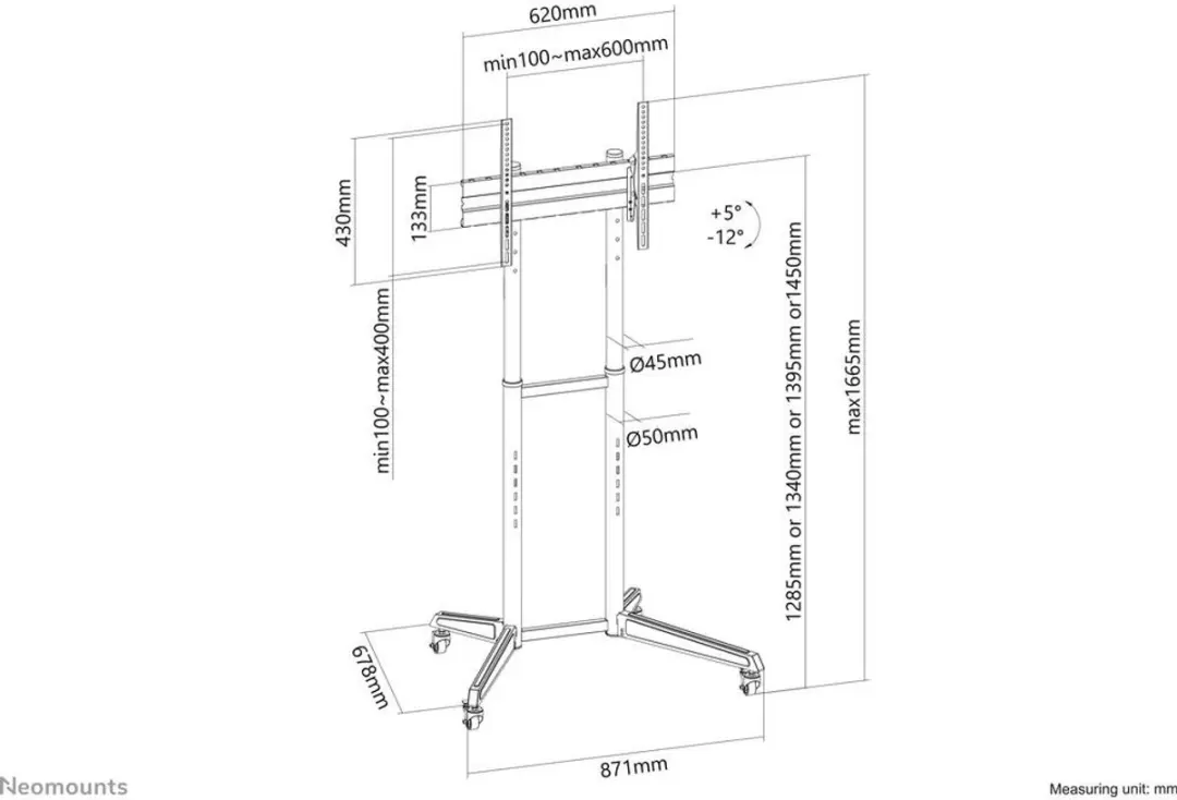 Neomounts FL50-540BL1 Verrijdbare TV Vloerstandaard 37-70" - Zwart - afbeelding 6 van 6