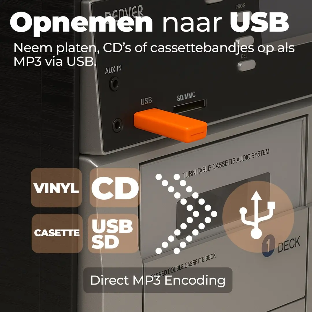 Denver MRD-166 Retro Platenspeler met Radio/CD/Cassette - Zwart