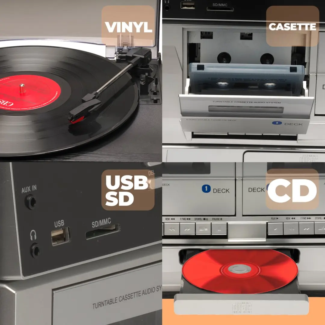 Denver MRD-166 Retro Platenspeler met Radio/CD/Cassette - Zwart