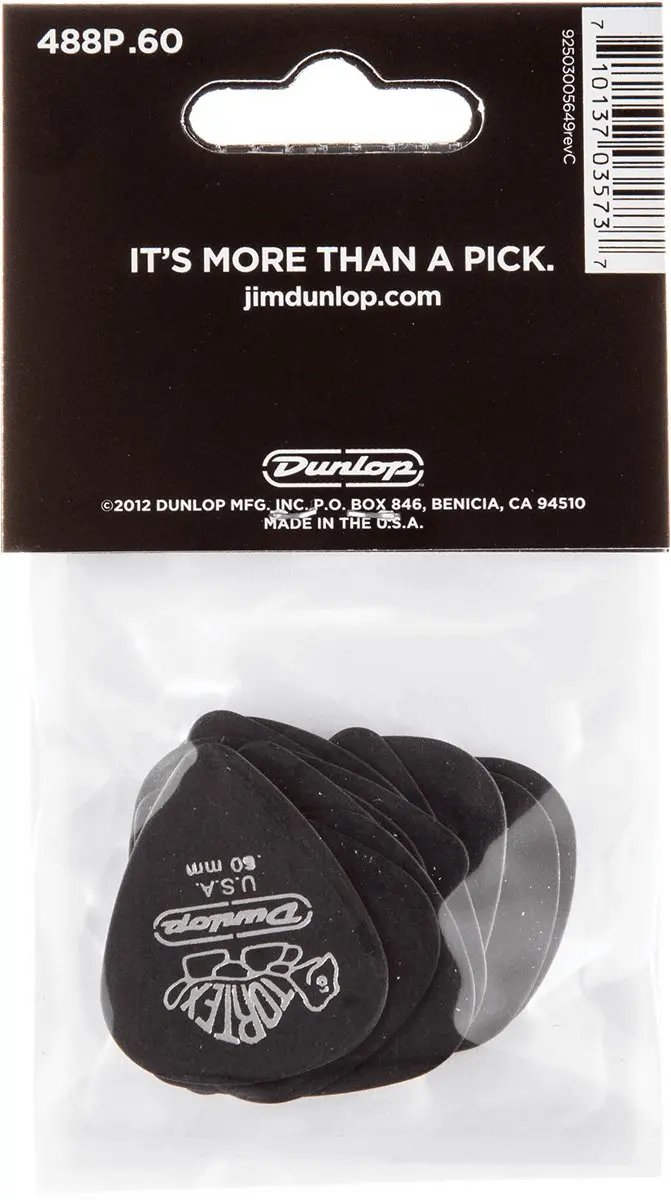 Dunlop Tortex Pitch Black Plectrums 0.60mm - 12 Stuks