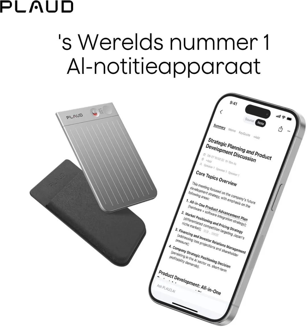 PLAUD Note 6977512610024 AI Voice Recorder - 64GB - Zilver