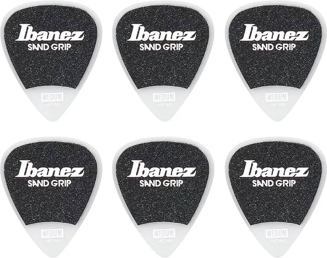 Ibanez Sand Grip Plectrum Medium 0.80mm - 6 Stuks Wit