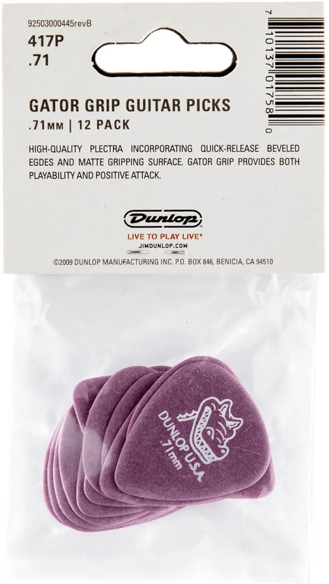 Dunlop Gator Grip Plectrum 0.71mm - 12 Stuks