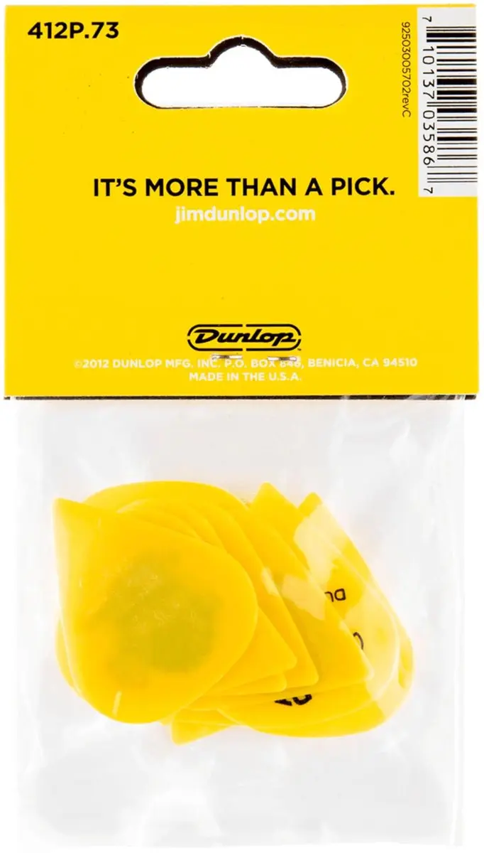 Dunlop Tortex 418-P-73 Plectra 12 Stuks - Geel 0.73mm