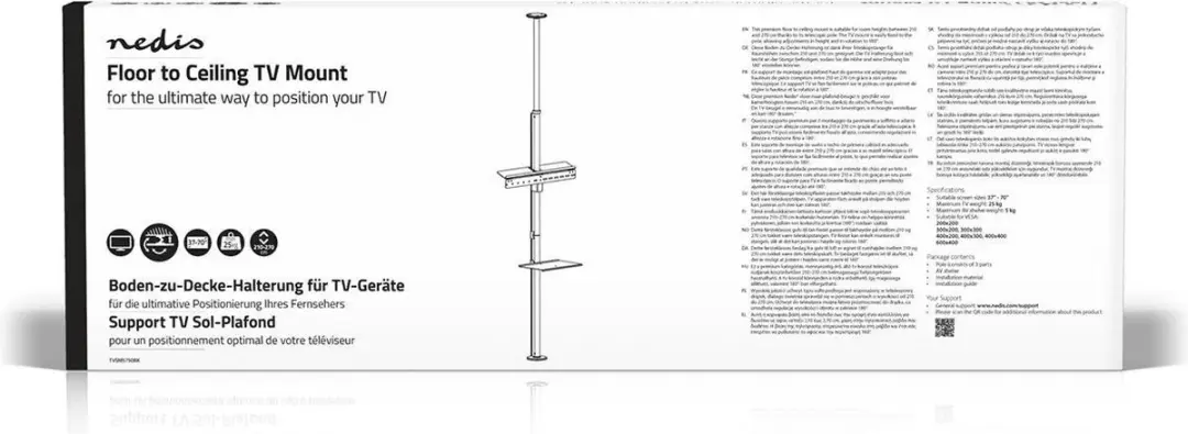 Nedis TVSM5750BK Draai- en Kantelbare TV-Standaard 70" - 30kg - Zilver/Zwart - afbeelding 6 van 6