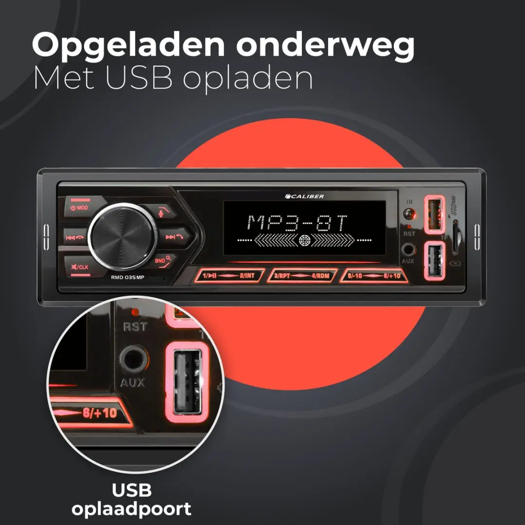 Caliber Autoradio RMD035MP - 4x55W Bluetooth Media Speler - Zwart