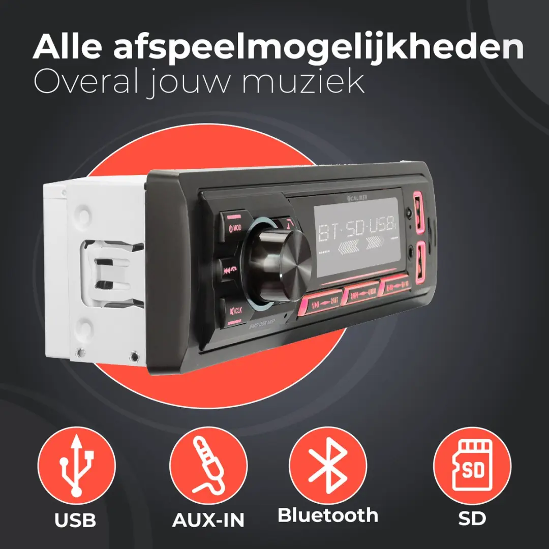Caliber Autoradio RMD035MP - 4x55W Bluetooth Media Speler - Zwart