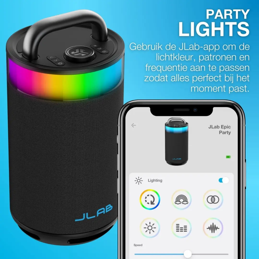 JLab Epic IEUSBEPICRBLK21 Draadloze Speaker - 100W - 16u - IPX6 - Zwart