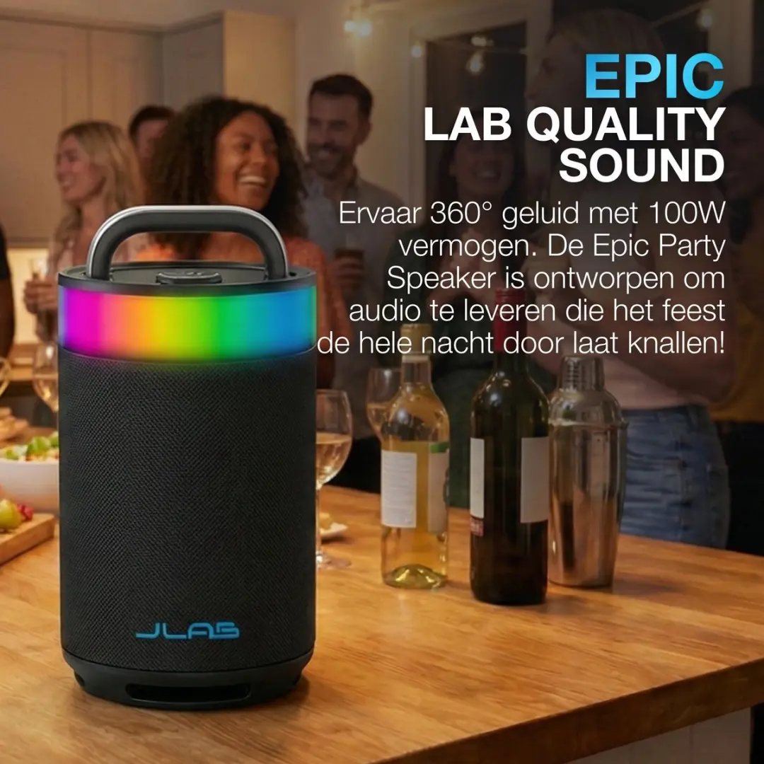 JLab Epic IEUSBEPICRBLK21 Draadloze Speaker - 100W - 16u - IPX6 - Zwart