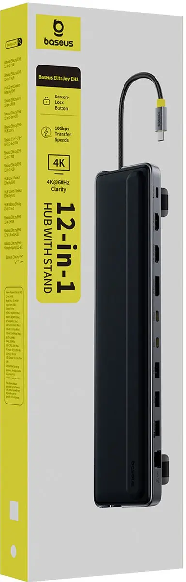 Baseus 12-in-1 USB-C Dockingstation - HDMI 4K 60Hz - Grijs