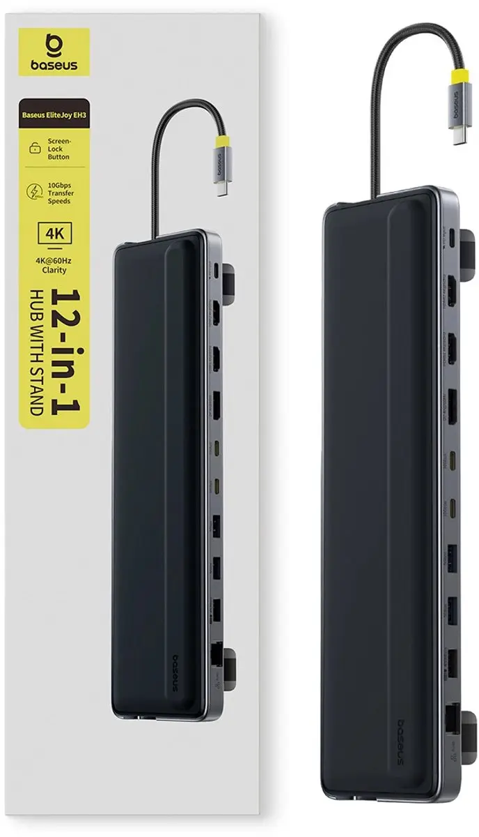 Baseus 12-in-1 USB-C Dockingstation - HDMI 4K 60Hz - Grijs