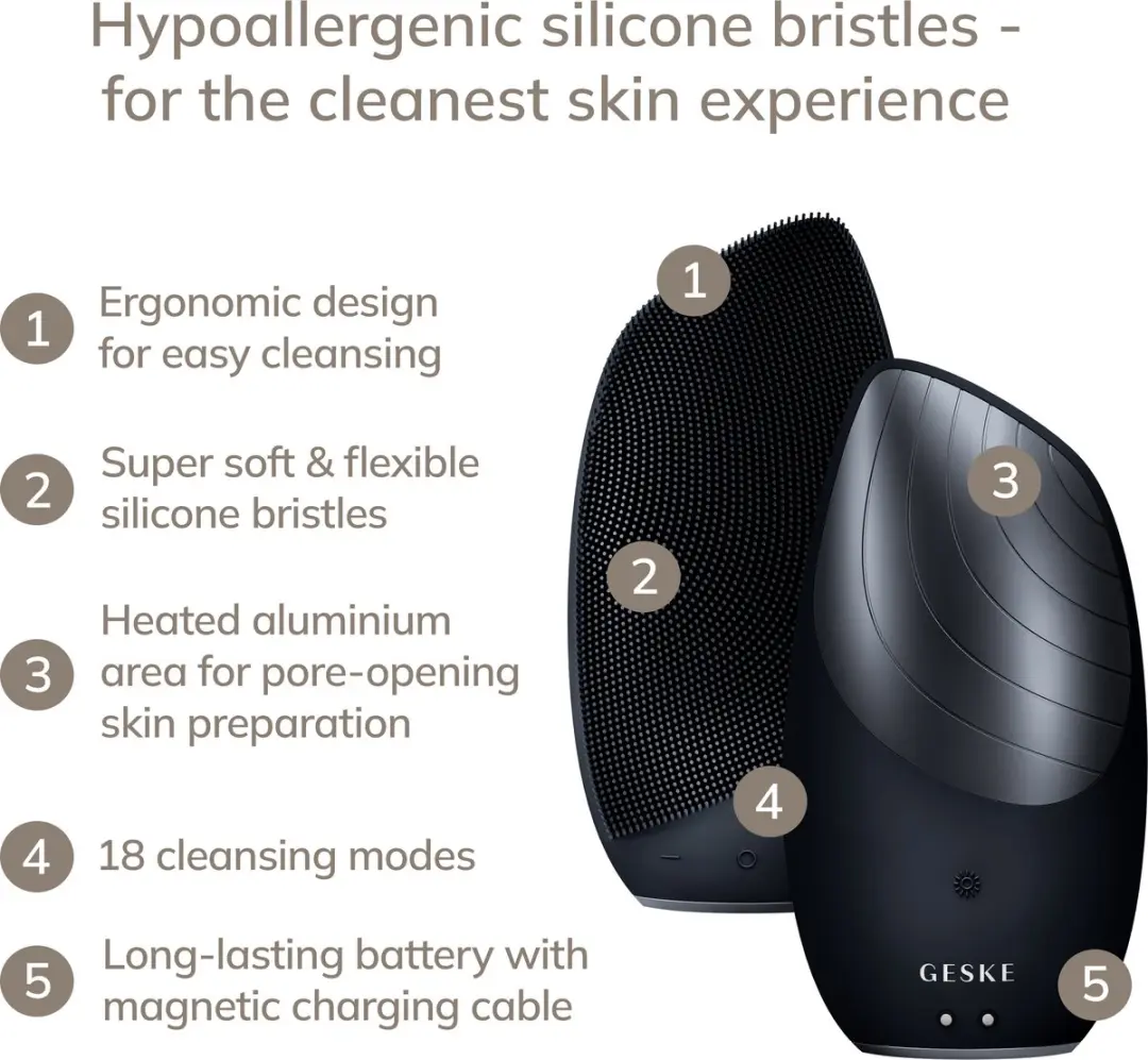 GESKE SmartAppGuided Sonic Thermo Facial Brush GK000007BK01 - 18 Snelheden - Zwart - afbeelding 6 van 6