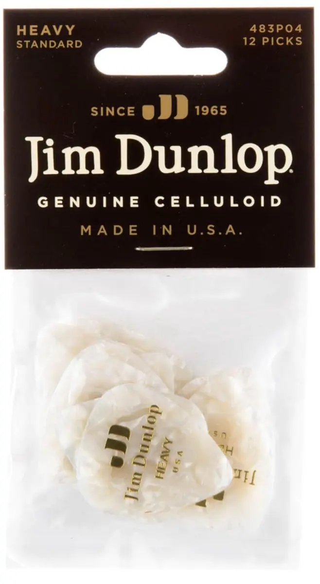 Dunlop Genuine Plektrum Heavy Pearl Wit - 12 Stuks