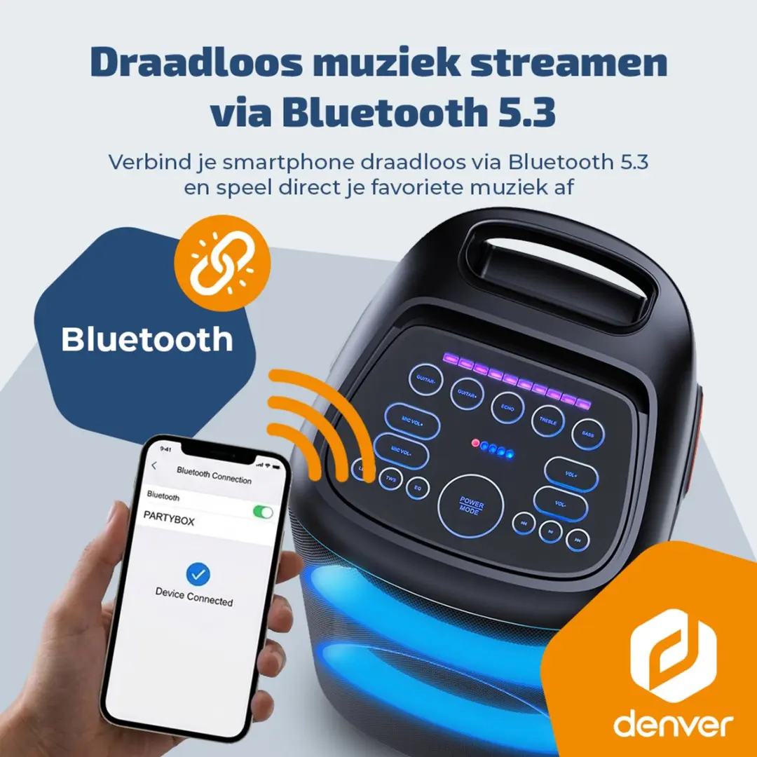 Denver BPS470 Bluetooth Partybox 200W - Met microfoon