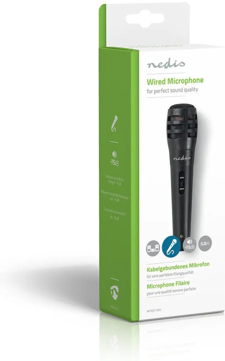 Nedis MPWD15BK Bedrade Microfoon - 5m - Cardioïde - Zwart