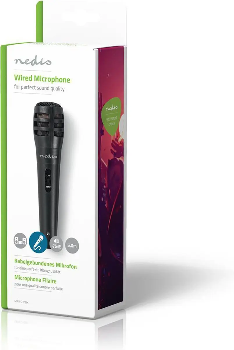 Nedis MPWD15BK Bedrade Microfoon - 5m - Cardioïde - Zwart