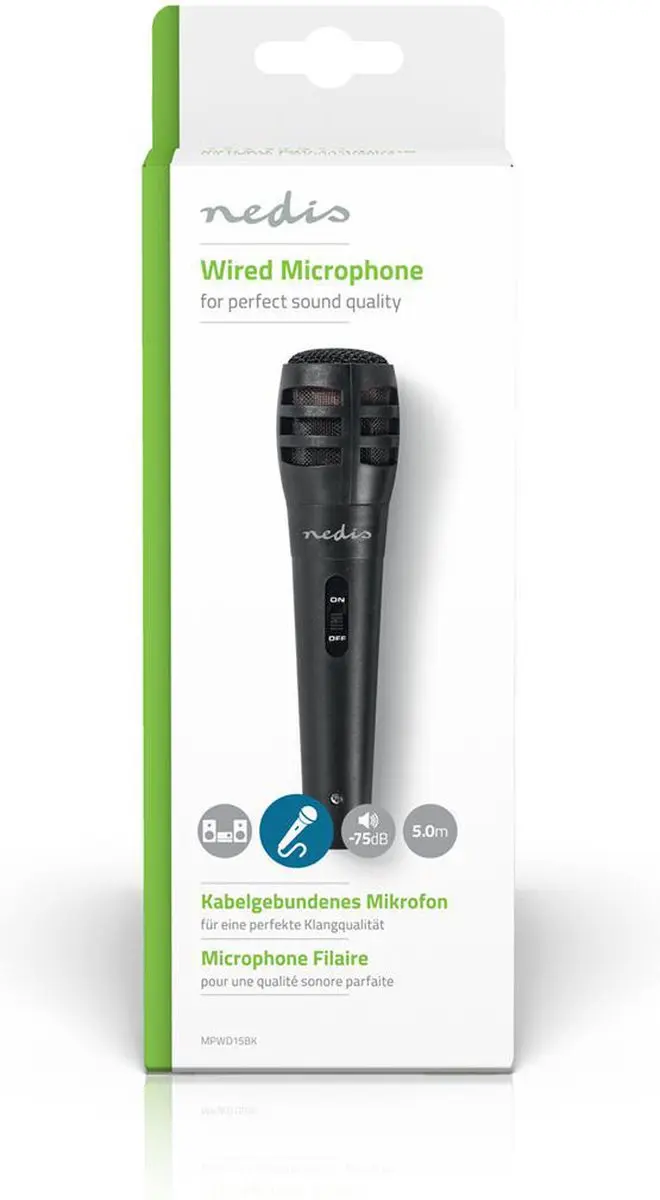 Nedis MPWD15BK Bedrade Microfoon - 5m - Cardioïde - Zwart