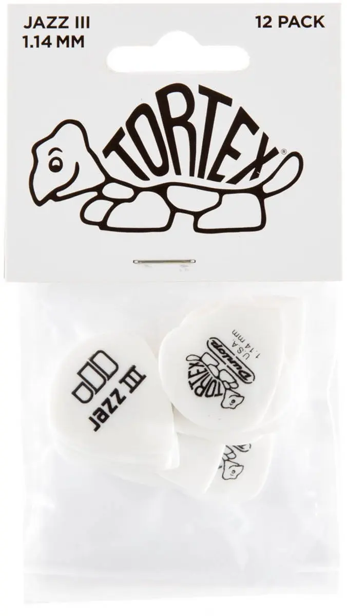 Dunlop Tortex White Jazz III Plectrum 1.14mm