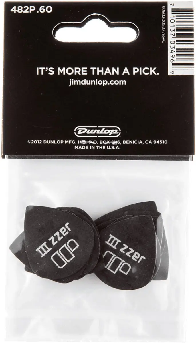 Dunlop Tortex Pitch Jazz Picks 0,60mm - 12 Stuks - Zwart