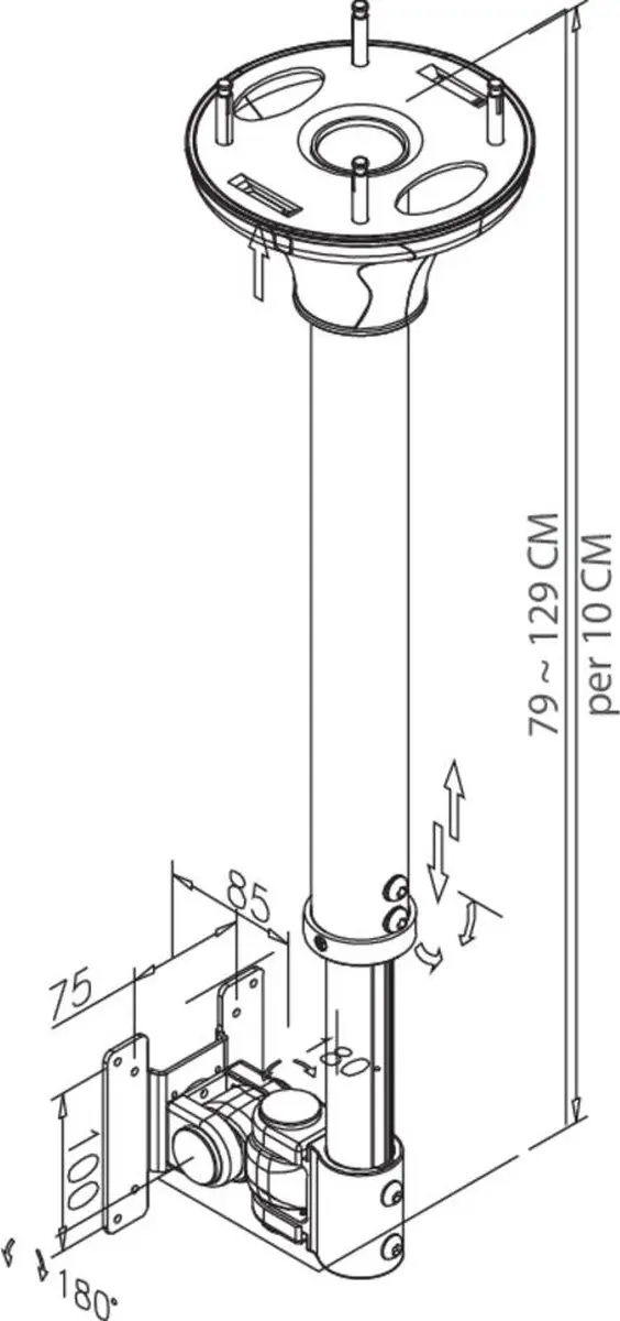 Neomounts FPMA-C100 TV Plafondbeugel - 30" - Zwart - afbeelding 6 van 6