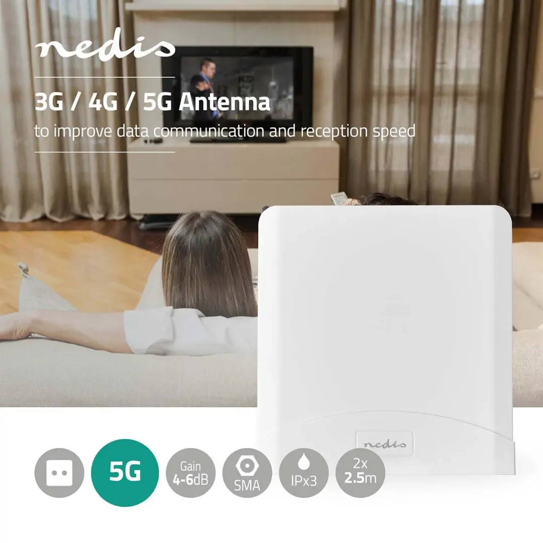 Nedis 5G Antenne ANOR5G20WT - 6 dB - 2,50 m - Wit