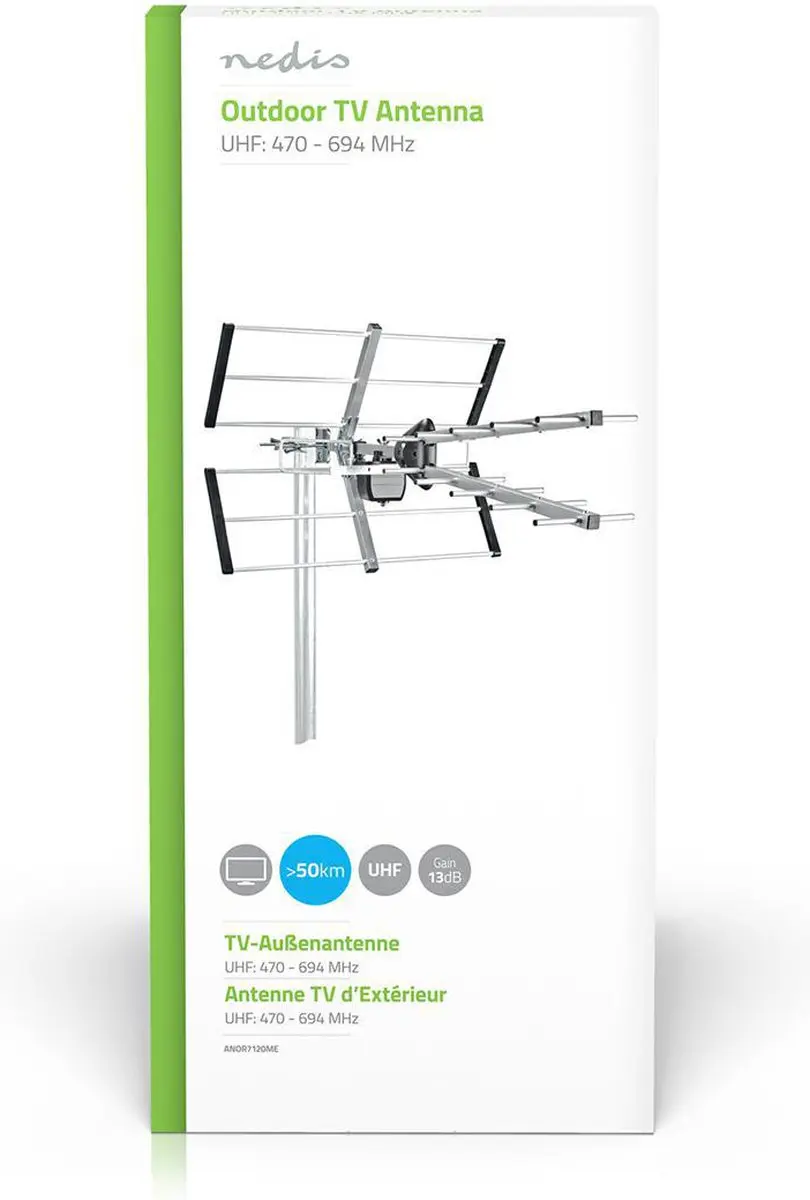 Nedis Buitenantenne ANOR7120ME UHF - 13dB - ≥50km - Zilver