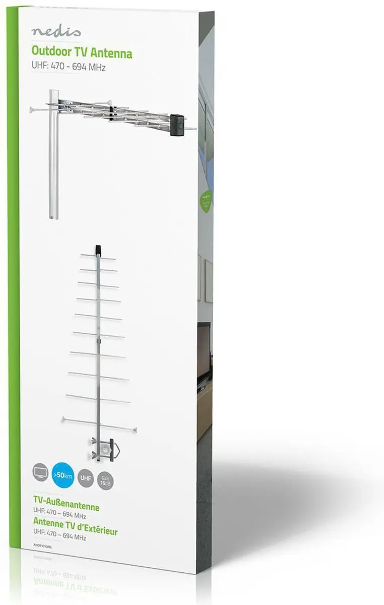 Nedis Buitenantenne UHF ANOR1010ME - 12dB - ≥50km - Zilver - afbeelding 5 van 6