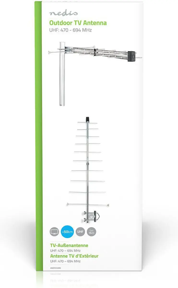Nedis Buitenantenne UHF ANOR1010ME - 12dB - ≥50km - Zilver - afbeelding 4 van 6