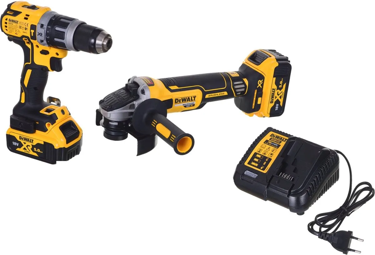 DeWalt DCK2080P2T AccuSet - DCD796 Boormachine & DCG405 Haakse Slijper 18V 5.0Ah