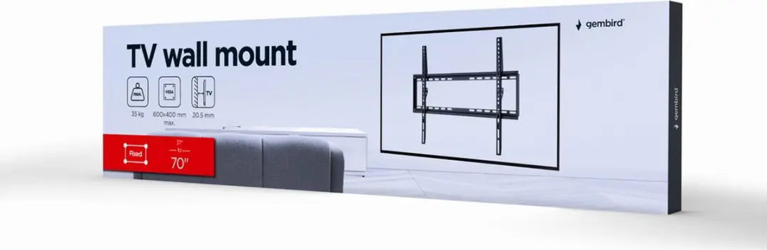 Gembird WM-70F-03 Vaste TV Muurbeugel - 37-70 inch - Zwart