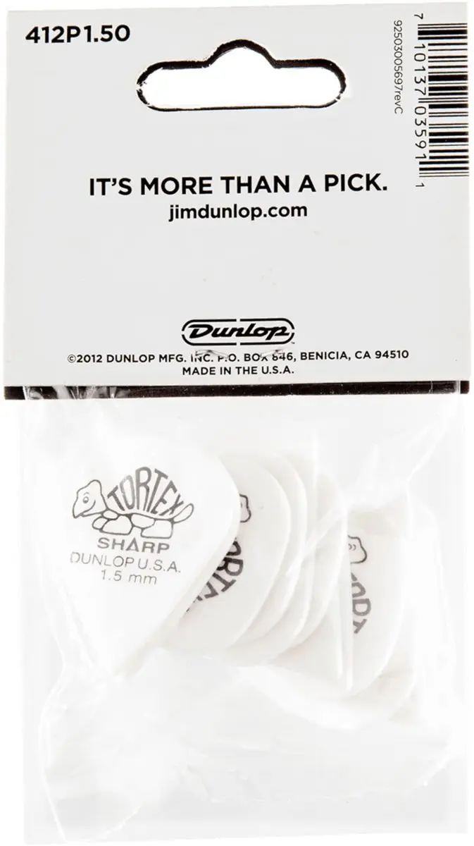 Dunlop Tortex Sharp 412 Plectrums - 12 Stuks Wit