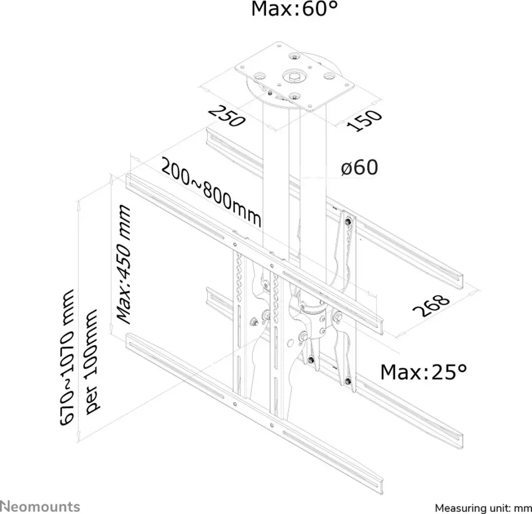 Neomounts PLASMA-C100D Plafondsteun - 75" - Zwart