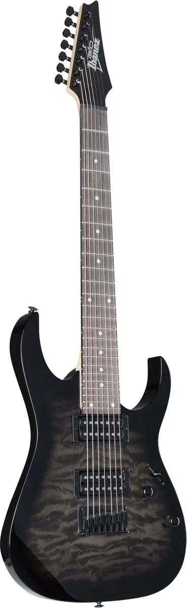 Ibanez GRG7221QA Elektrische Gitaar - 7-snarig - Transparant Black Sunburst