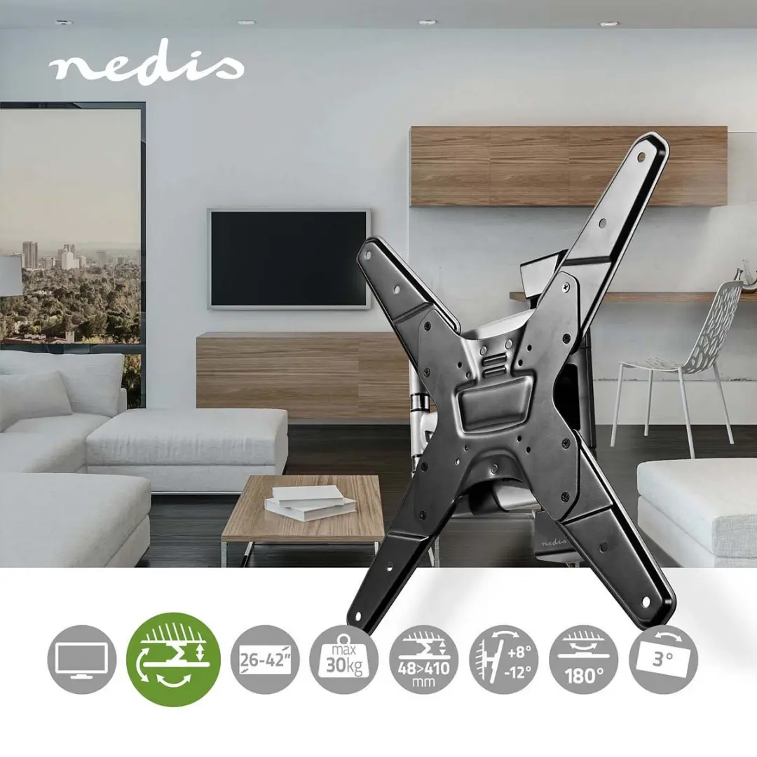 Nedis TVWM5530BK Draai-Kantel TV-Muurbeugel 30kg - Zwart