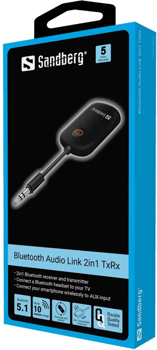 Sandberg 450-12 Bluetooth Audio Link 2in1 TxRx - Zwart