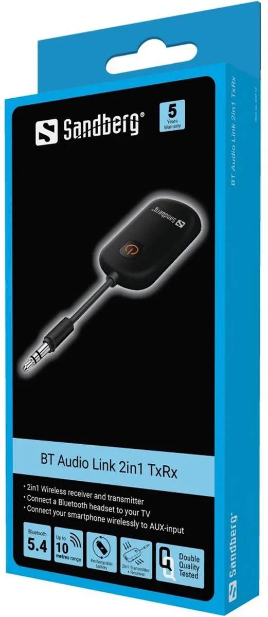 Sandberg 450-12 Bluetooth Audio Link 2in1 TxRx - Zwart