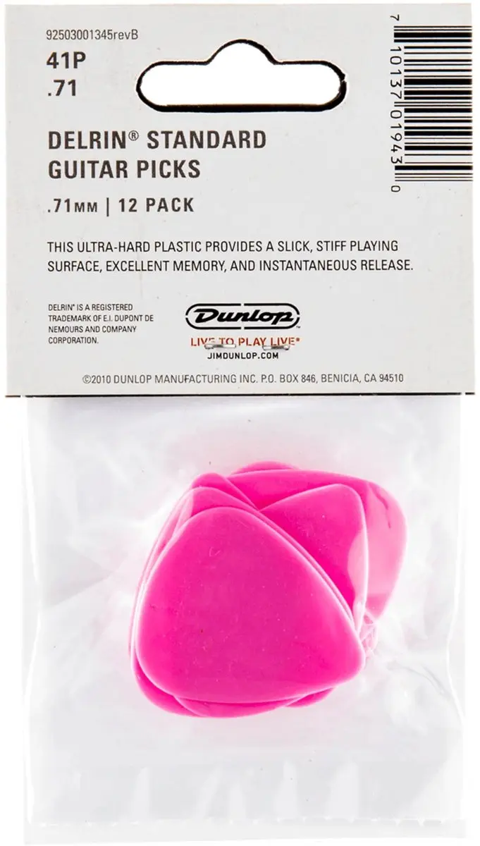 Dunlop 41P71 Delrin Plectrum 0.71mm - 12 Stuks